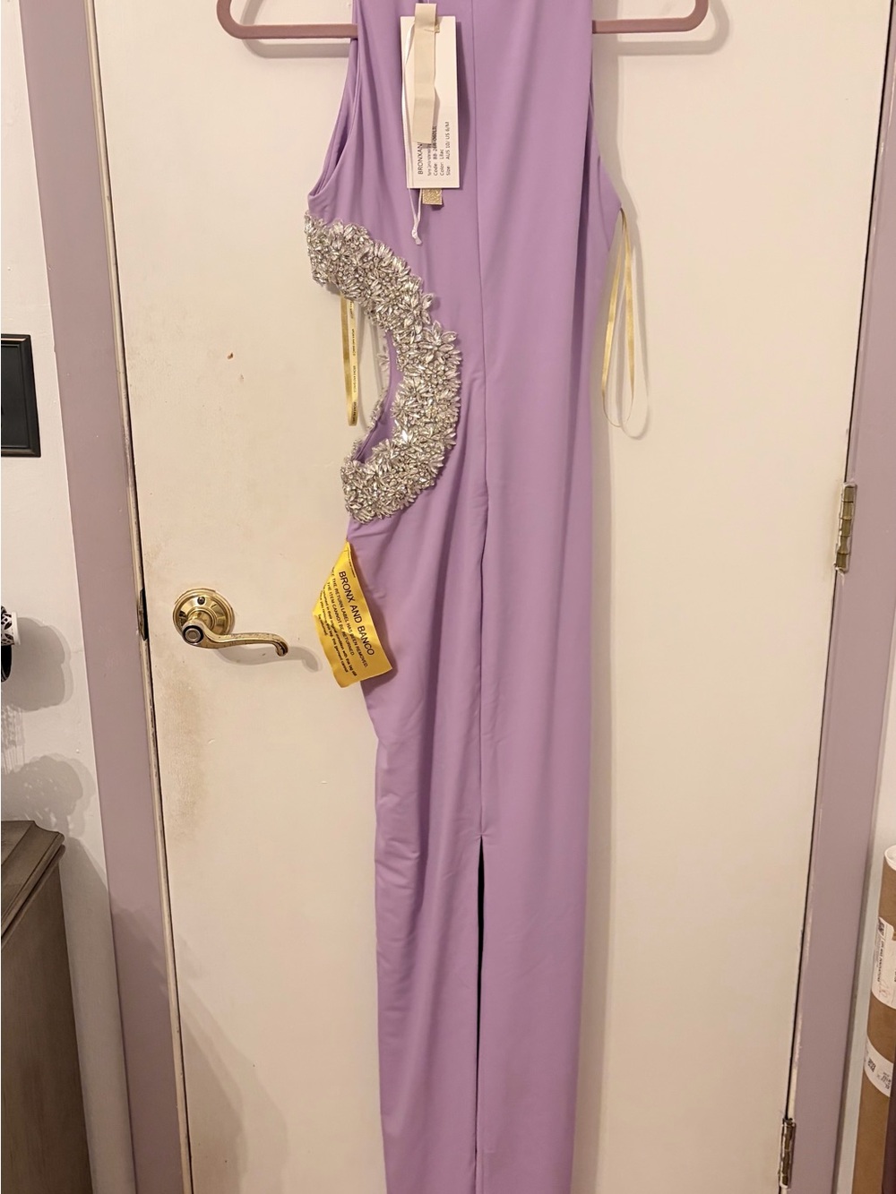 Bronx and Banco Lilac Cutout Embellished Evening Gown - Picture 5 of 8